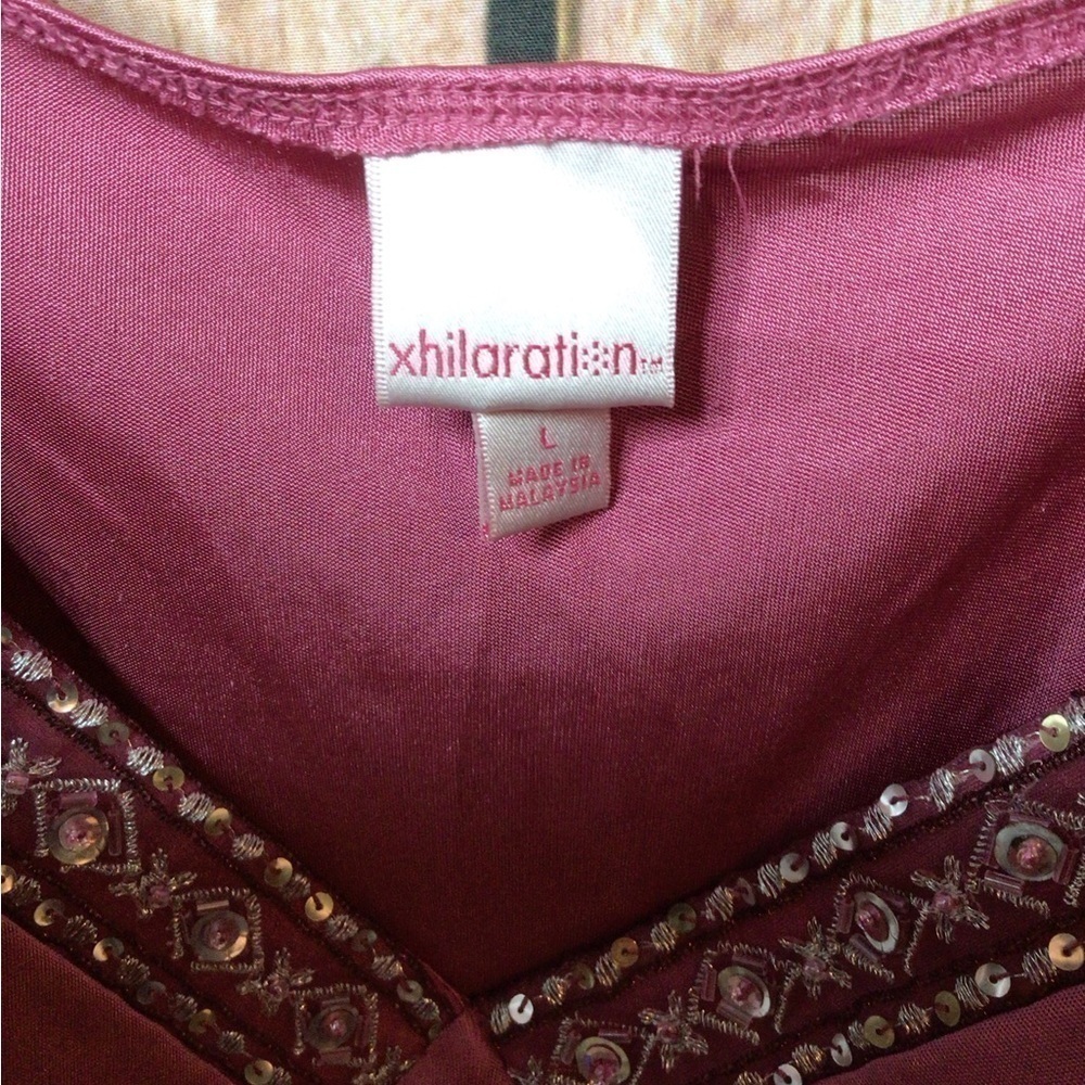 Large rose pink v shape camisole with sparkle bead work (0101) - Picture 5 of 6